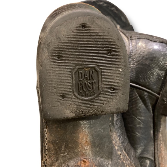 Vintage Cowboy Boots 1980s Dan Post Boots Teju Lizard Black M 8/ W 9.5 USA** - Picture 8 of 15